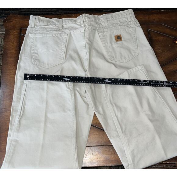 Carhartt Mens 42x32 Rugged Flex Straight Fit Canvas Tapered Work Pants Khaki New - Picture 4 of 5